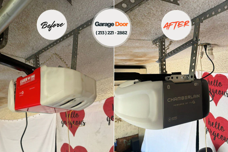 Before and after: garage door repair Mooreland, OK